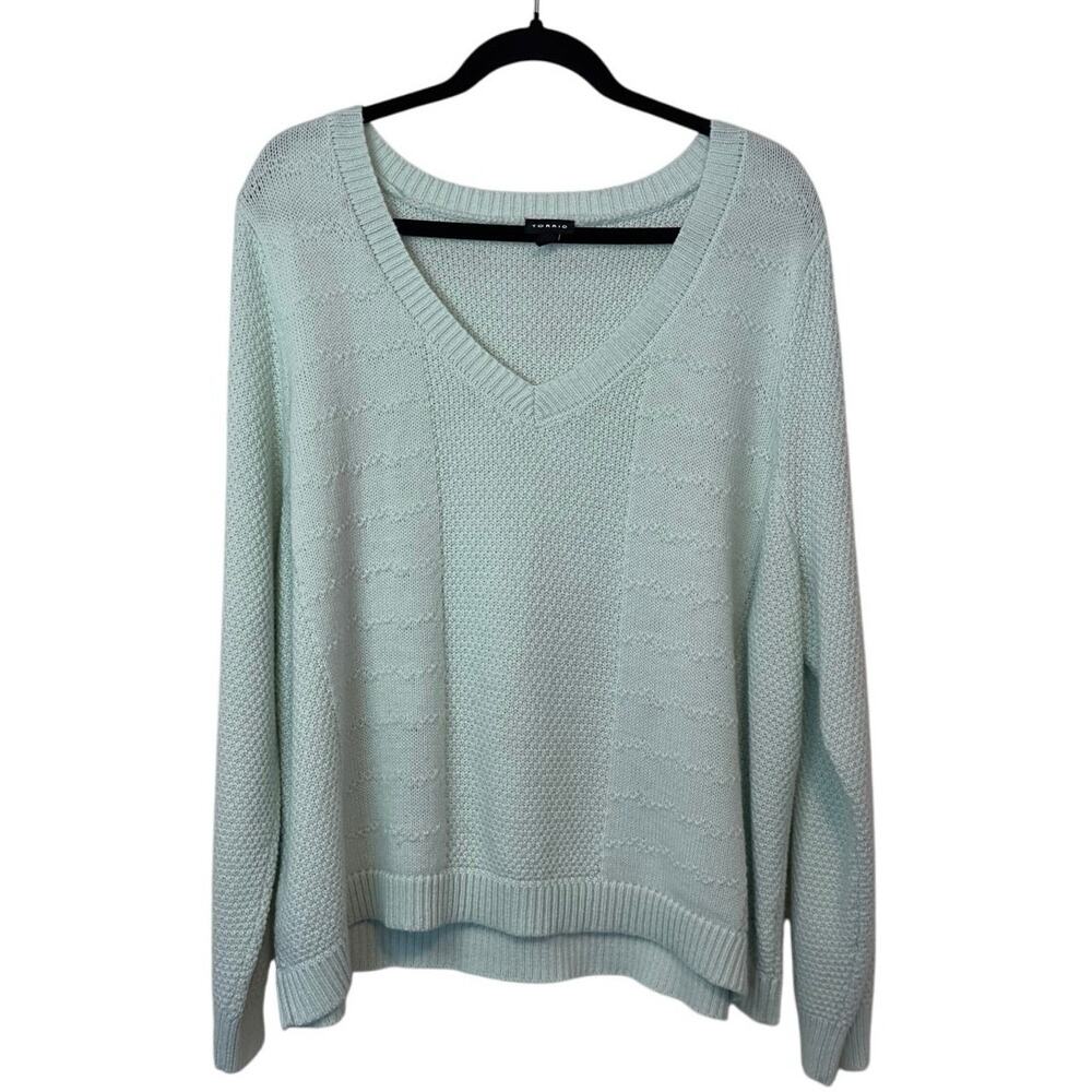 Torrid Mint Green V-Neck Midi‎ Pullover Sweater Size 2 Plus Cozy Casual Chic